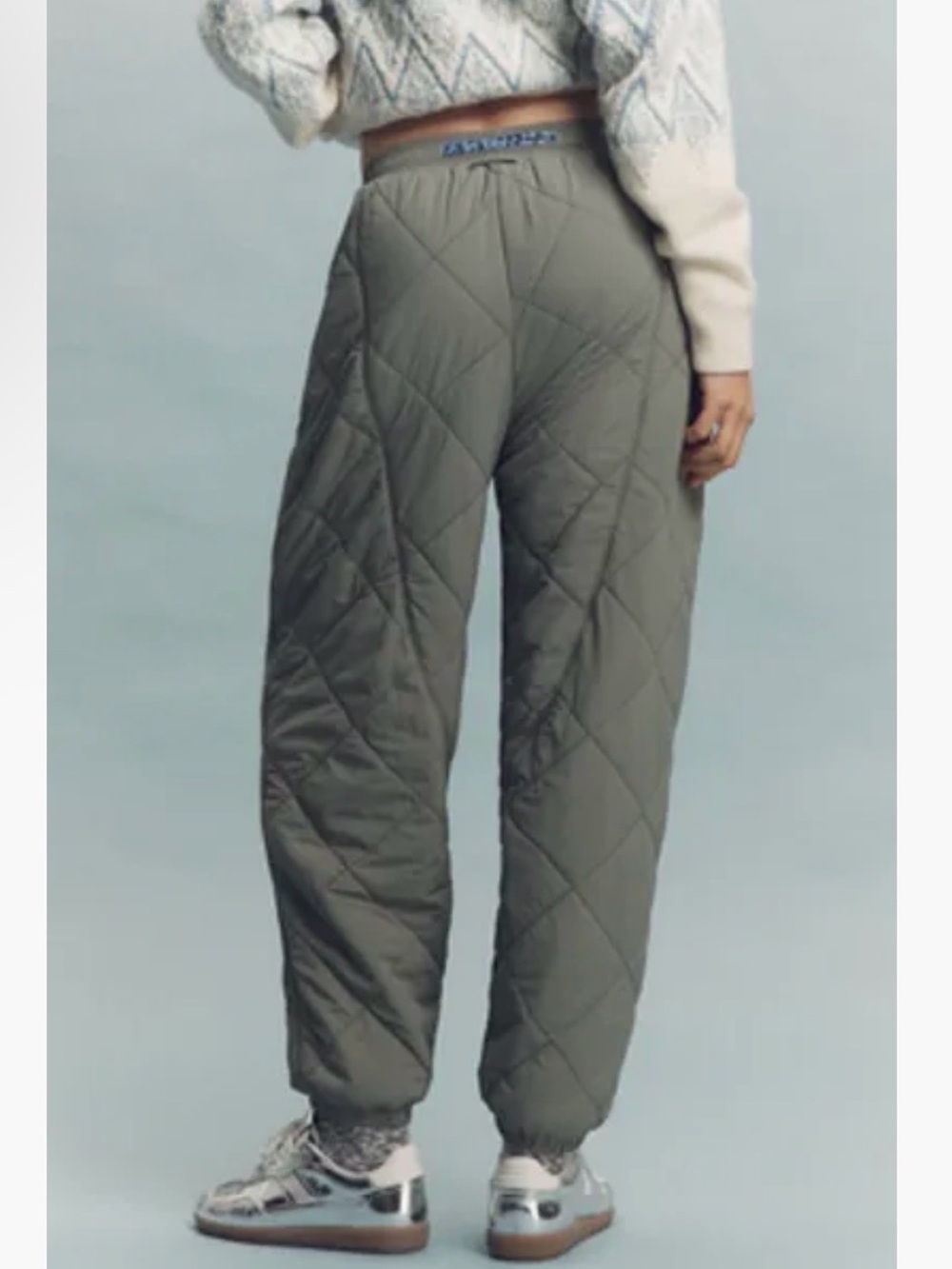 Anthropologie Daily Practice Quilted Olive Green Packable Joggers Small NWOT $14 - Picture 2 of 7